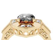 Pear-Shaped Milgrain Sectioned Halo Engagement Ring Setting for a Black Center | Yellow Gold