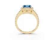 Asscher Cut Pave Halo Engagement Ring Setting for a Fancy Blue Lab-Grown Diamond | Yellow Gold