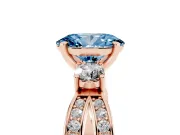 Fancy Blue Three-Stone Oval Cut Diamond Twist Band Ring Set in Rose gold with Pavé Accents and Prong Setting
