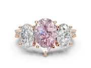 Pear-Shaped Vintage Three Stone Engagement Ring Setting for a Fancy Pink Lab-Grown Diamond | Graduated Pavé | Rose Gold