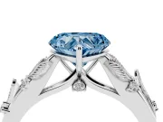Heart-Shaped Leaf Solitaire Engagement Ring Setting for a Fancy Blue Lab-Grown Diamond | Platinum