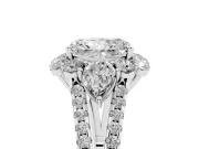 Radiant Cut Scalloped Halo Engagement Ring Setting | Pear Side Stones | Platinum