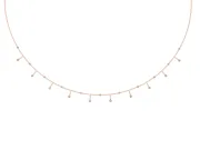 Round Lab-Grown Diamond Bezel Dangle Station Necklace | Cable Chain | Rose Gold