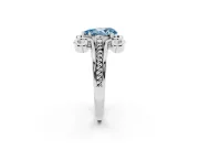 Pear-Shaped Scroll Engagement Ring Setting for a Fancy Blue Lab-Grown Diamond | Sterling Silver