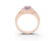 Oval Scalloped Halo Engagement Ring Setting for a Fancy Pink Lab-Grown Diamond | Double Row Band | Rose Gold