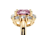 Princess Cut Cluster Halo Engagement Ring Setting for a Fancy Pink Lab-Grown Diamond | Large Round Accents | Yellow Gold