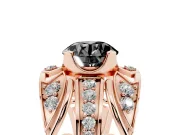 Round Art Deco Graduated Pavé Engagement Ring Setting for a Black Center | Split Shank | Rose Gold