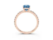 Radiant Cut Pave Solitaire Engagement Ring Setting for a Fancy Blue Lab-Grown Diamond | Shared Prong Band | Rose Gold