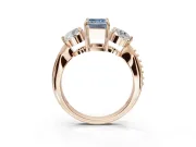 Emerald Cut Three Stone Engagement Ring Setting for a Fancy Blue Lab-Grown Diamond | Tapered Pave Band | Rose Gold