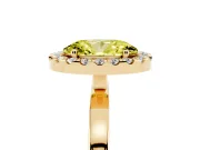Oval Thin Halo Engagement Ring Setting for a Fancy Yellow Lab-Grown Diamond | Plain Polished Band | Yellow Gold