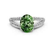 Oval Graduated Split Shank Engagement Ring Setting for a Fancy Green Lab-Grown Diamond | Platinum