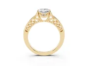 Princess Cut Floral Pavé Engagement Ring Setting | Petal Accents | Yellow Gold
