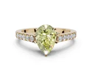 Pear-Shaped Pavé Engagement Ring Setting for a Fancy Yellow Lab-Grown Diamond | Crossover Gallery | Yellow Gold