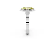 Fancy Yellow Marquise Cut Diamond Halo Ring Set in White gold with Pavé-Lined Split Shank Band