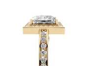 Princess Cut Sectioned Halo Engagement Ring Setting | Pavé Gallery and Band | Yellow Gold