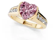 Heart-Shaped Half Bezel Engagement Ring Setting for a Fancy Pink Lab-Grown Diamond | Yellow Gold