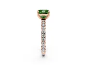 Fancy Green Princess Cut Diamond Pavé Solitaire Ring Set in Rose gold with Round Band and Prong Setting