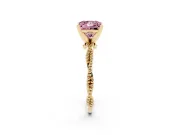 Fancy Pink Princess Cut Diamond Solitaire Ring Set in Yellow gold with Twisted Band and Bead Prong Setting