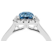Emerald Cut Halo Engagement Ring Setting for a Fancy Blue Lab-Grown Diamond | Flat Tapered Band | Platinum