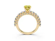 Cushion Cut Shared Prong Engagement Ring Setting for a Fancy Yellow Lab-Grown Diamond | Yellow Gold