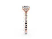 Asscher Cut Diamond Pavé Band Solitaire Set in Rose gold with Prong Setting