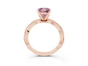 Fancy Pink Princess Cut Diamond Solitaire Ring Set in Rose gold with Twisted Band and Bead Prong Setting