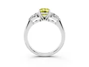 Fancy Yellow Three-Stone Emerald Cut Diamond Ring Set in Silver with Pear Side Stones and Prong Setting