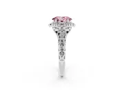 Oval Hidden Halo Filigree Engagement Ring Setting for a Fancy Pink Lab-Grown Diamond | Platinum