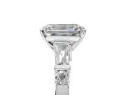 Emerald Cut Tapered Baguette Engagement Ring Setting | Bar Set Sides | White Gold