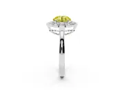 Round Scalloped Cluster Halo Engagement Ring Setting for a Fancy Yellow Lab-Grown Diamond | Plain Band | Platinum