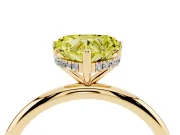 Fancy Yellow Heart Cut Diamond Solitaire Engagement Ring Set in Yellow gold with Prong Setting and Polished Band