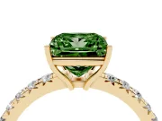 Princess Cut Pave Engagement Ring Setting for a Fancy Green Lab-Grown Diamond | Shared Prong Band | Yellow Gold