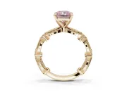 Radiant Cut Vintage Engagement Ring Setting for a Fancy Pink Lab-Grown Diamond | Graduated Stations | Yellow Gold