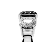 Asscher Cut Three Stone Engagement Ring Setting for a Black Center | Round Side Stones | Sterling Silver
