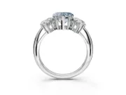 Heart-Shaped 3 Stone Engagement Ring Setting for a Fancy Blue Lab-Grown Diamond | Sterling Silver - Design NV-24895