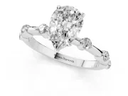 Pear-Shaped Bar Set Engagement Ring Setting | Spaced Side Stones | Sterling Silver