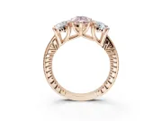Pear-Shaped Vintage Three Stone Engagement Ring Setting for a Fancy Pink Lab-Grown Diamond | Graduated Pavé | Rose Gold