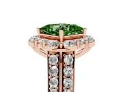 Fancy Green Princess Cut Diamond Halo Engagement Ring Set in Rose gold with Split Shank and Prong Setting