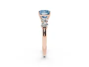 Princess Cut Five Stone Engagement Ring Setting for a Fancy Blue Lab-Grown Diamond | Prong Set Side Stones | Rose Gold