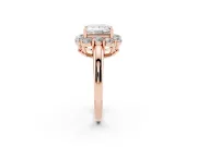 Princess Cut Milgrain Halo Engagement Ring Setting | Graduated Bezel Accents | Rose Gold