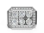 Round Lab-Grown Diamond Men's Cluster Ring | Octagonal Top | Sterling Silver