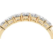 Emerald Cut Diamond Half Eternity Band Set in Yellow gold with Prong Setting