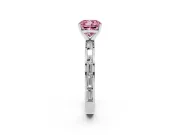 Fancy Pink Cushion Cut Diamond Solitaire Ring Set in White gold with Channel-Set Baguette Band and Prong Setting