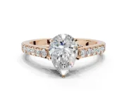 Pear-Shaped Pavé Solitaire Engagement Ring Setting | Crossover Gallery | Rose Gold