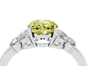 Fancy Yellow Oval Cut Diamond Solitaire Floral Ring Set in Silver with Marquise Petals and Prong Setting