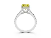Asscher Cut Hidden Halo Engagement Ring Setting for a Fancy Yellow Lab-Grown Diamond | Claw Prongs | Sterling Silver