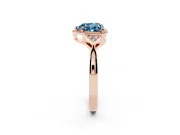 Heart-Shaped Milgrain Frame Engagement Ring Setting for a Fancy Blue Lab-Grown Diamond | Rose Gold
