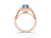 Cushion Cut Graduated Milgrain Halo Engagement Ring Setting for a Fancy Blue Lab-Grown Diamond | Rose Gold