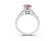 Round Pave Split Shank Engagement Ring Setting for a Fancy Pink Lab-Grown Diamond | Double Claw Prongs | Sterling Silver