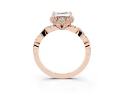 Asscher Cut Milgrain Halo Engagement Ring Setting | Graduated Shoulders | Rose Gold